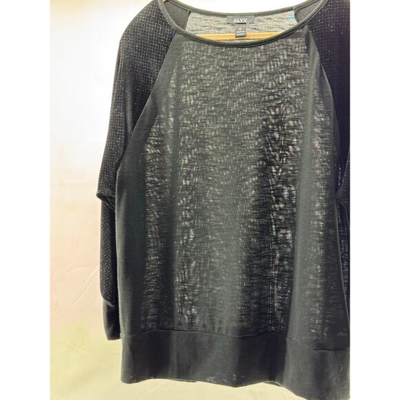 ALVX xL women’s black / sparkles long sleeve top - Picture 2 of 9